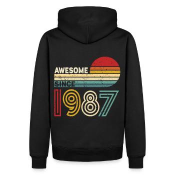 1987 Gift Birthday Vintage Spruch - Men’s Premium Organic Hoodie - black - Back - Nico (187cm)