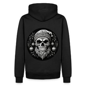 Deadly Christmas Ugly Xmas Skull Jolly Roger - Männer Premium Bio Hoodie - Schwarz - Hinten - Nico (187cm)