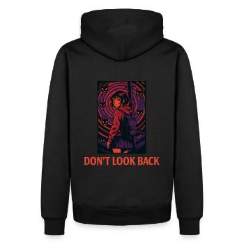 NE REGARDEZ PAS EN ARRIÈRE - Sweat à capuche Premium bio Homme - noir - Dos - Nico (187cm)
