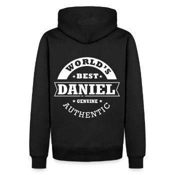 Daniel world s best personnalisé prénom daniel - Sweat à capuche Premium bio Homme - noir - Dos - Nico (187cm)