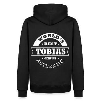 Tobias Cadeau T shirt personnalisé prénom Tobias - Sweat à capuche Premium bio Homme - noir - Dos - Nico (187cm)