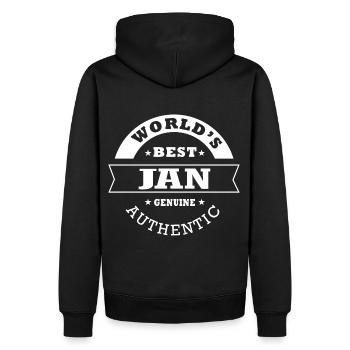 Jan s bestes personalisiertes Geschenk der Welt Name Jan - Männer Premium Bio Hoodie - Schwarz - Hinten - Nico (187cm)