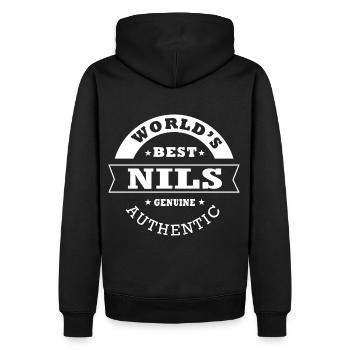 Nils weltbester personalisierter Geschenkname nils - Männer Premium Bio Hoodie - Schwarz - Hinten - Nico (187cm)