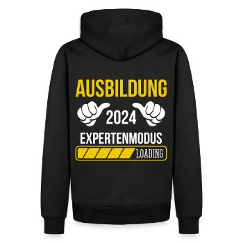 Azubi Geschenk Ausbildung 2024 Lehrling Spruch - Männer Premium Bio Hoodie - Schwarz - Hinten - Nico (187cm)