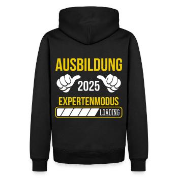 Azubi Geschenk Ausbildung 2025 Lehrling Spruch - Männer Premium Bio Hoodie - Schwarz - Hinten - Nico (187cm)