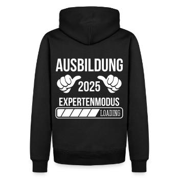 Azubi Geschenk Ausbildung 2025 Lehrling Spruch - Männer Premium Bio Hoodie - Schwarz - Hinten - Nico (187cm)