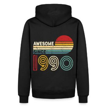 1990 Gift Birthday vintage Spruch - Men’s Premium Organic Hoodie - black - Back - Nico (187cm)
