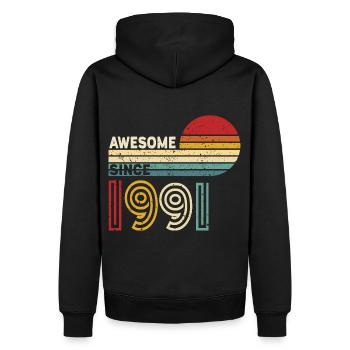 1991 Geschenk Geburtstag Jahrgang Spruch - Männer Premium Bio Hoodie - Schwarz - Hinten - Nico (187cm)