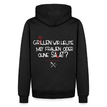Grill-Witz des Tages – Lustiges BBQ Shirt - Männer Premium Bio Hoodie - Schwarz - Hinten - Nico (187cm)