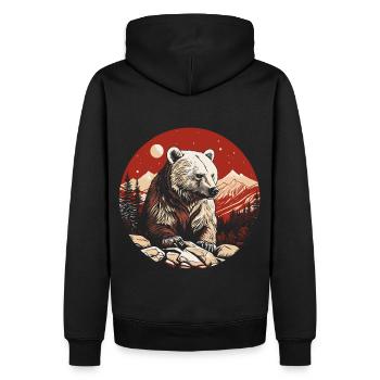 Grizzly - Männer Premium Bio Hoodie - Schwarz - Hinten - Nico (187cm)