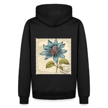 Timbre-poste Vintage fleur de Turquoise - Sweat à capuche Premium bio Homme - noir - Dos - Nico (187cm)