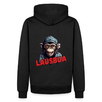 LAUSBUA - Männer Premium Bio Hoodie - Schwarz - Hinten - Nico (187cm)