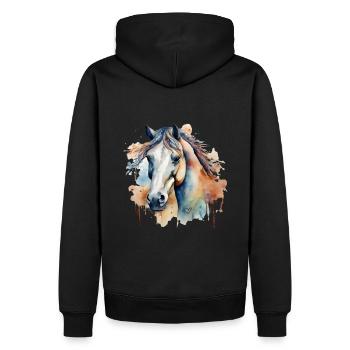 Pferd Krafttier Sinnlichkeit Dynamik Freiheit - Männer Premium Bio Hoodie - Schwarz - Hinten - Nico (187cm)
