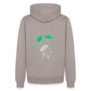 Split - Men’s Premium Organic Hoodie - taupe - Back - Nico (187cm)