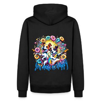 You make me happy - Men’s Premium Organic Hoodie - black - Back - Nico (187cm)