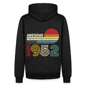 1952 Geschenk Geburtstag Jahrgang Spruch - Männer Premium Bio Hoodie - Schwarz - Hinten - Nico (187cm)