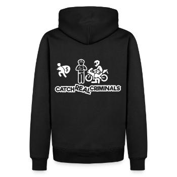 CATCH REAL CRIMINALS BIKER EDITION - Männer Premium Bio Hoodie - Schwarz - Hinten - Nico (187cm)