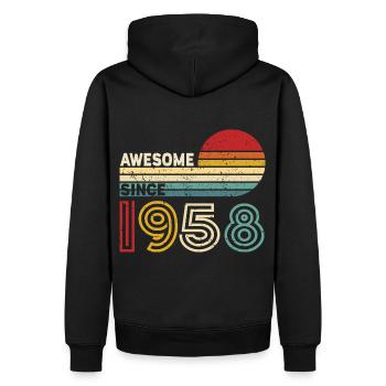 1958 Geschenk Geburtstag Jahrgang Spruch - Männer Premium Bio Hoodie - Schwarz - Hinten - Nico (187cm)