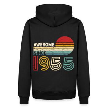 1955 Geschenk Geburtstag Jahrgang Spruch - Männer Premium Bio Hoodie - Schwarz - Hinten - Nico (187cm)