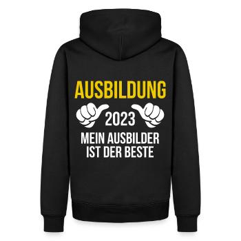Azubi Geschenk Ausbildung 2023 Lehrling Spruch - Männer Premium Bio Hoodie - Schwarz - Hinten - Nico (187cm)