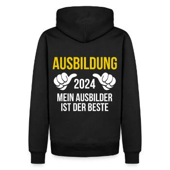 Azubi Geschenk Ausbildung 2024 Lehrling Spruch - Männer Premium Bio Hoodie - Schwarz - Hinten - Nico (187cm)