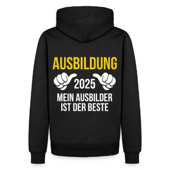 Azubi Geschenk Ausbildung 2025 Lehrling Spruch - Männer Premium Bio Hoodie - Schwarz - Hinten - Nico (187cm)
