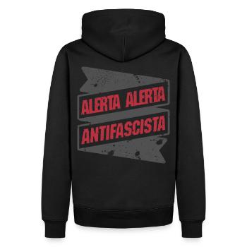 alerta alerta antifascista - Sweat à capuche Premium bio Homme - noir - Dos - Nico (187cm)