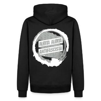 PROTESTATION ANTIFASCISTA ALERTA ALERTA - Sweat à capuche Premium bio Homme - noir - Dos - Nico (187cm)