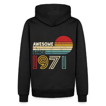 1971 Geschenk Geburtstag Jahrgang Spruch - Männer Premium Bio Hoodie - Schwarz - Hinten - Nico (187cm)