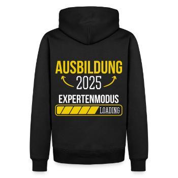 Azubi Geschenk Ausbildung 2025 Lehrling Spruch - Männer Premium Bio Hoodie - Schwarz - Hinten - Nico (187cm)
