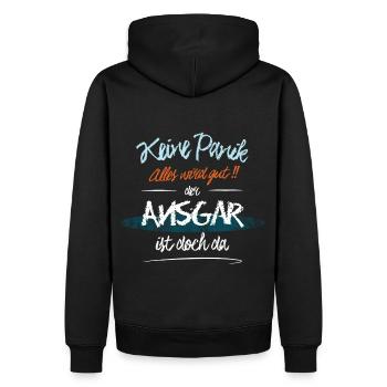 Ansgar - Keine Panik. Alles wird gut - Männer Premium Bio Hoodie - Schwarz - Hinten - Nico (187cm)