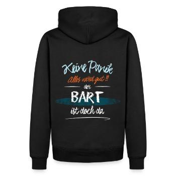 Bart - Keine Panik. Alles wird gut - Männer Premium Bio Hoodie - Schwarz - Hinten - Nico (187cm)