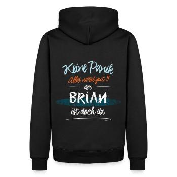 Brian - Keine Panik. Alles wird gut - Männer Premium Bio Hoodie - Schwarz - Hinten - Nico (187cm)
