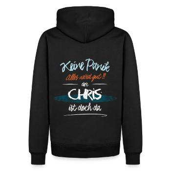 Chris - Keine Panik. Alles wird gut - Männer Premium Bio Hoodie - Schwarz - Hinten - Nico (187cm)