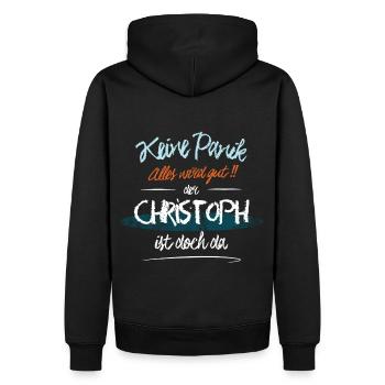 Christoph - Keine Panik. Alles wird gut - Männer Premium Bio Hoodie - Schwarz - Hinten - Nico (187cm)