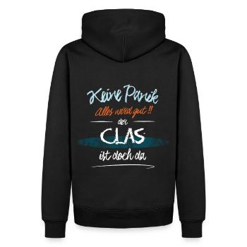 Clas - Keine Panik. Alles wird gut - Männer Premium Bio Hoodie - Schwarz - Hinten - Nico (187cm)