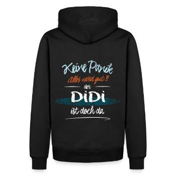 Didi - Keine Panik. Alles wird gut - Männer Premium Bio Hoodie - Schwarz - Hinten - Nico (187cm)