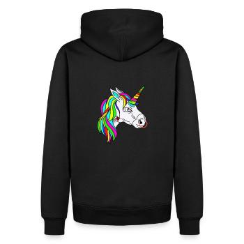 Einhorn,ein rebel Einhorn - Männer Premium Bio Hoodie - Schwarz - Hinten - Nico (187cm)