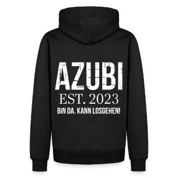 Azubi Geschenk Ausbildung 2023 Lehrling Spruch - Männer Premium Bio Hoodie - Schwarz - Hinten - Nico (187cm)