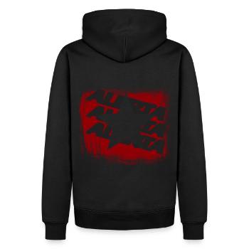 ALERTA ANTIFASCHISTISCHE AKTION DESIGN - Männer Premium Bio Hoodie - Schwarz - Hinten - Nico (187cm)