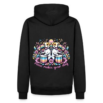 La musique fait votre journée - Sweat à capuche Premium bio Homme - noir - Dos - Nico (187cm)