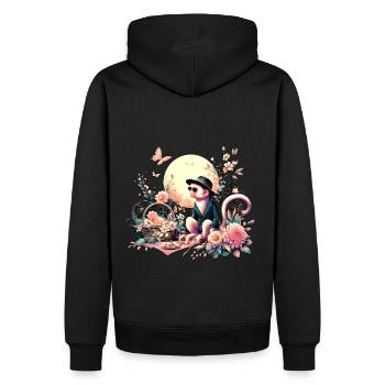 Affe beim Picknick - Männer Premium Bio Hoodie - Schwarz - Hinten - Nico (187cm)