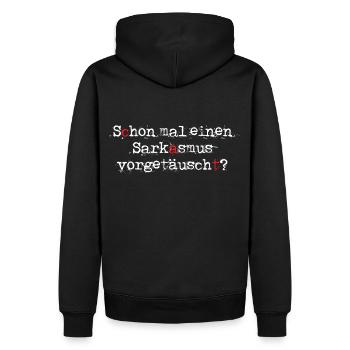 Sarkasmus-Profi – Lustiges Statement-Shirt - Männer Premium Bio Hoodie - Schwarz - Hinten - Nico (187cm)