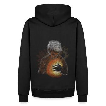 Heart alive - Männer Premium Bio Hoodie - Schwarz - Hinten - Nico (187cm)