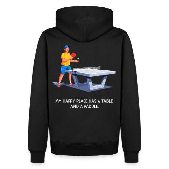 My Happy Place a une table - Sweat à capuche Premium bio Homme - noir - Dos - Nico (187cm)
