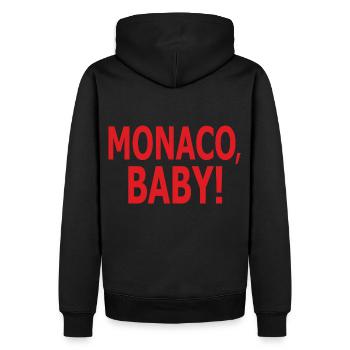 Monaco, Baby! - Männer Premium Bio Hoodie - Schwarz - Hinten - Nico (187cm)