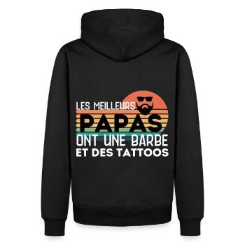 Les meilleurs papas ont une barbe et des tattoos - Sweat à capuche Premium bio Homme - noir - Dos - Nico (187cm)