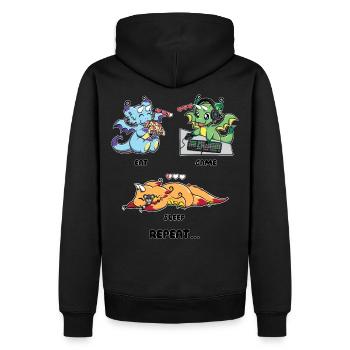 Eat Game Sleep Repeat - Gaming Dragon Geek Life - Men’s Premium Organic Hoodie - black - Back - Nico (187cm)