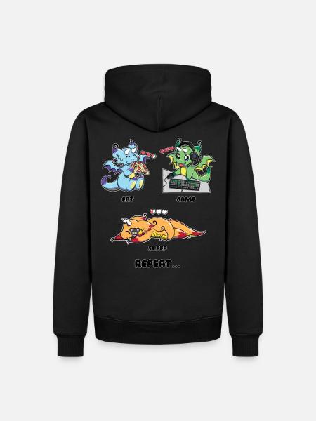 Spis Game Sleep Repeat - Spil Dragon Geek Life - Herre Premium økologisk hoodie - sort