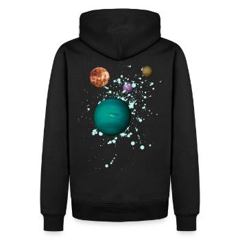 Weltraum - Planet - Galaxie - Männer Premium Bio Hoodie - Schwarz - Hinten - Nico (187cm)